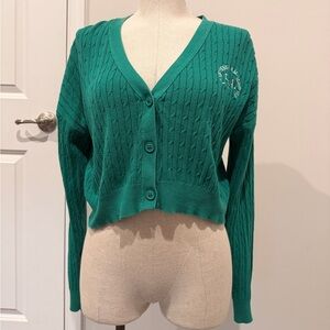 Forever 21 ‘Sporty and rich’ inspired Green Cable Knit Sweater cropped
